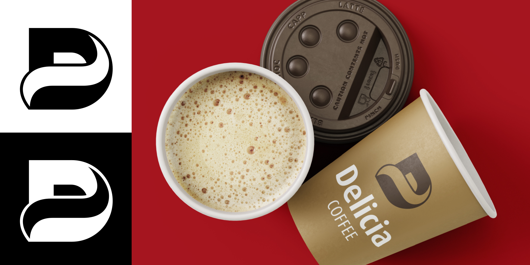 Графичен знак и логотип Delicia vending.