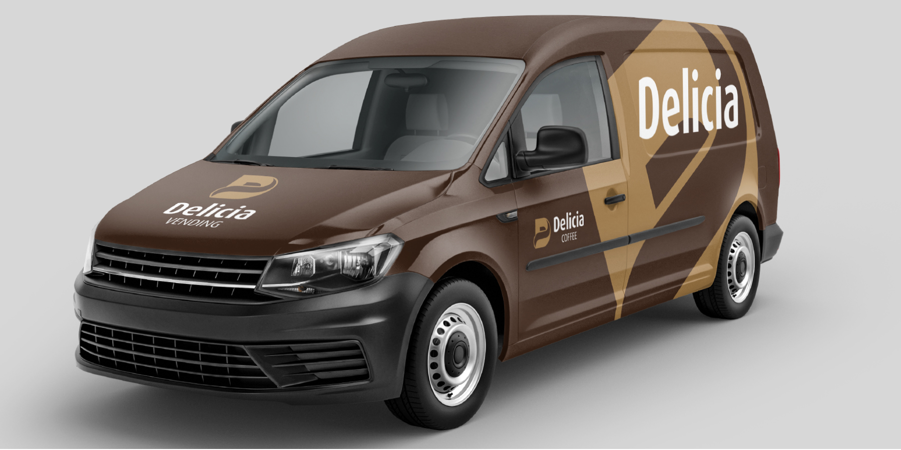 Графичен знак и логотип Delicia vending.