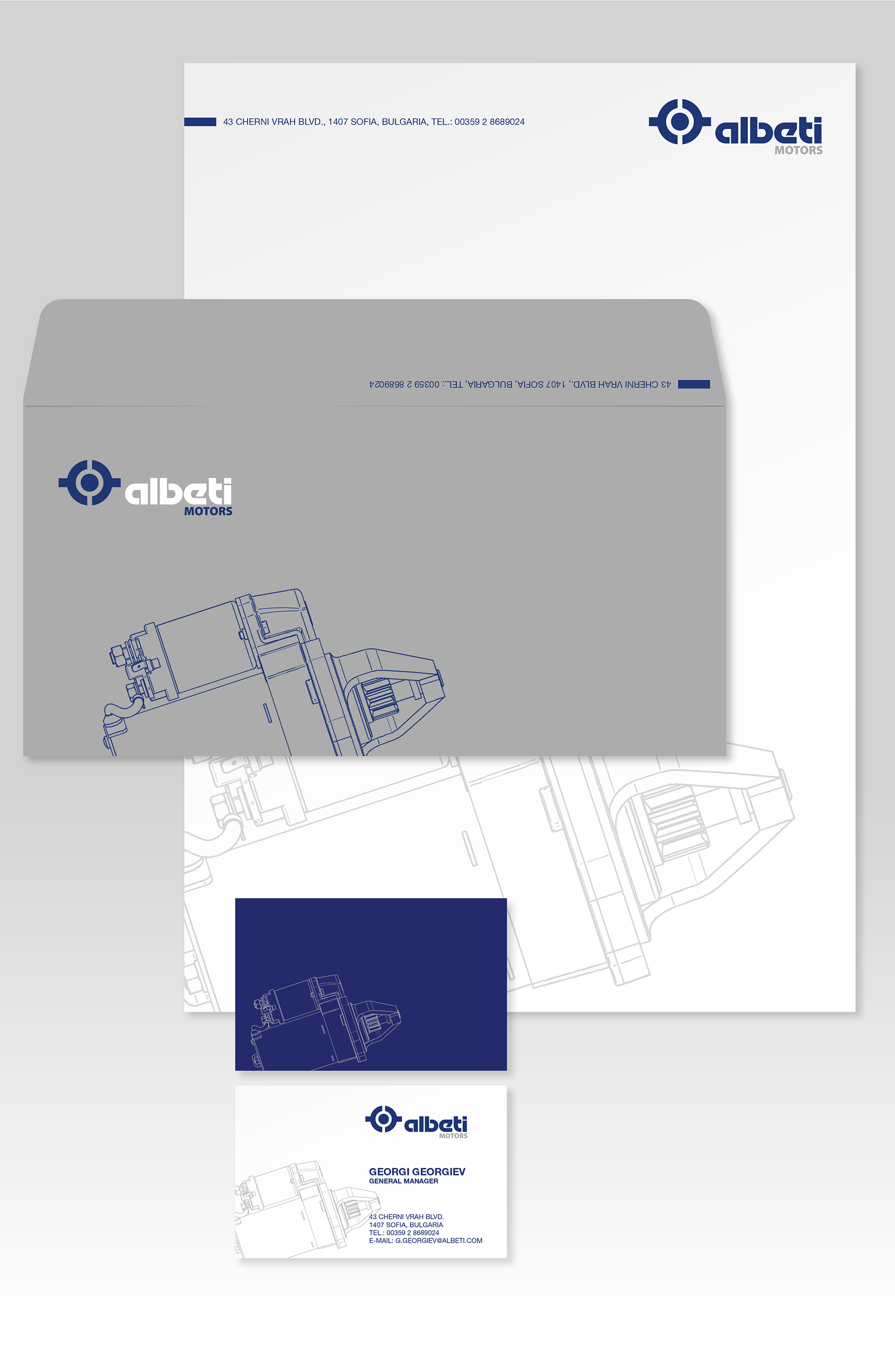 Albeti Motors, лого, графична марка, акцидентни материали, фирмен стил