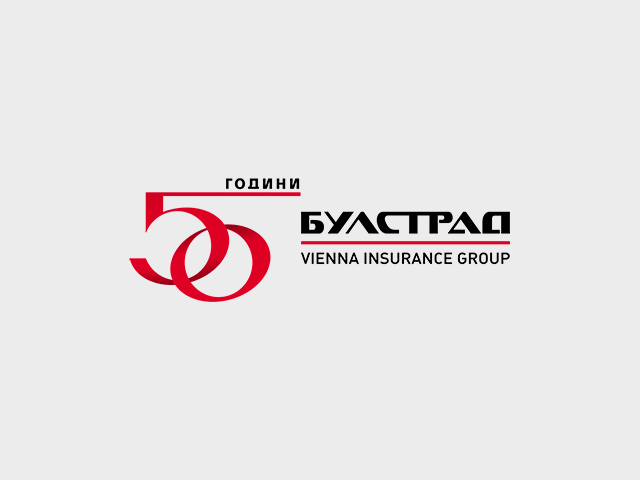 50 години Булстрад, графичен знак, подкрепяща марка