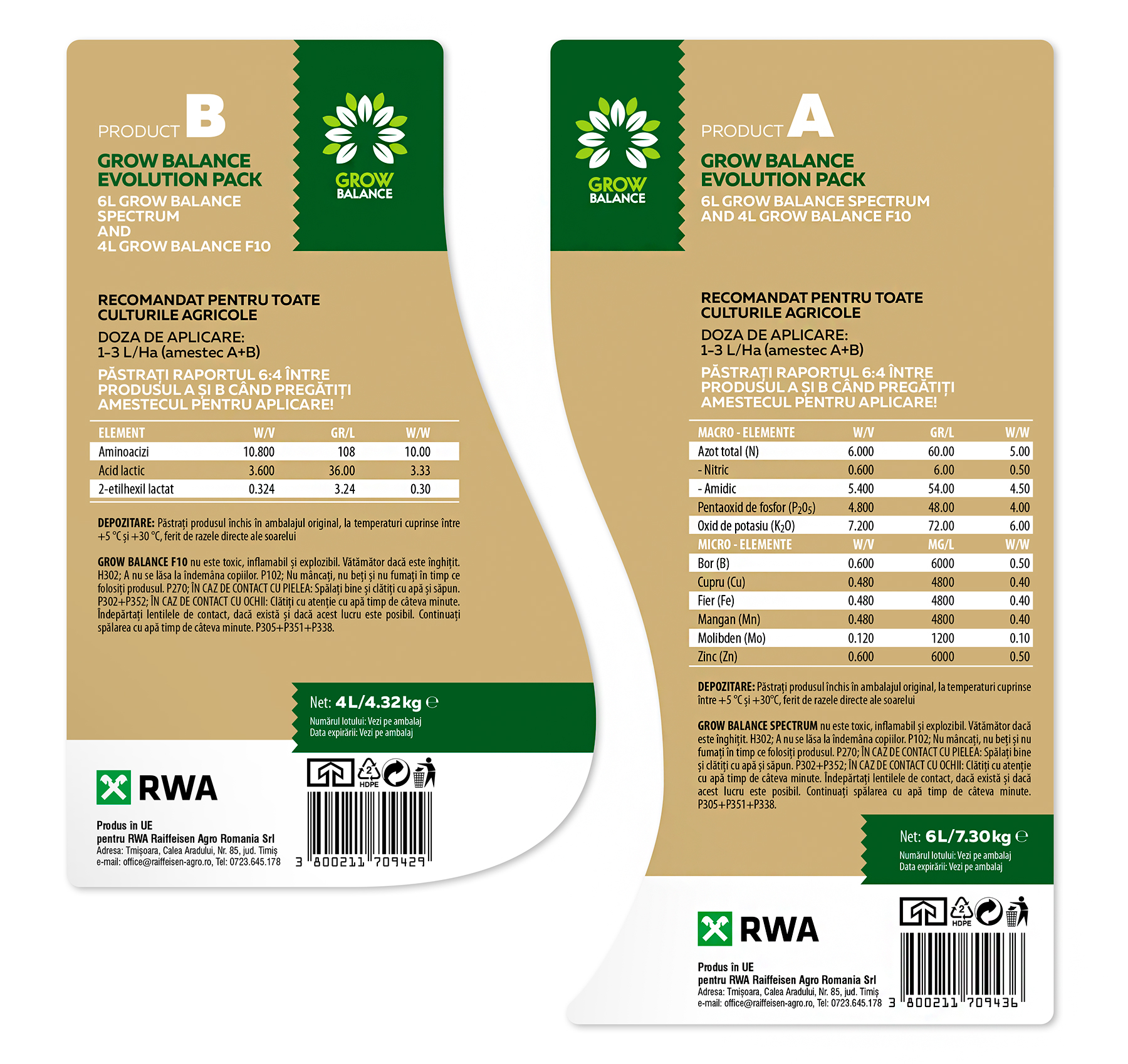 Етикет за  Grow Balance течен тор Spectrum и F10. Клиент: RWA