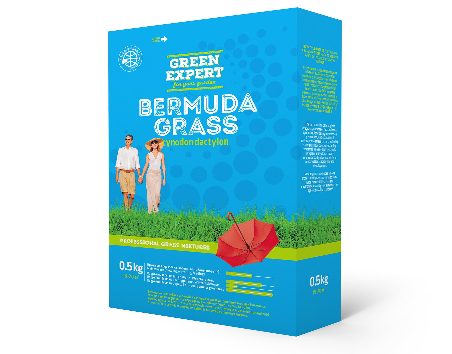 Опаковка за семена за трева Green Expert,
Bermuda Grass. Клиент: Джи Би Ем Комерс